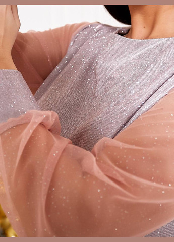 Пудровое праздничный, коктейльное, вечернее нарядное платье с блестящим напылением No Brand