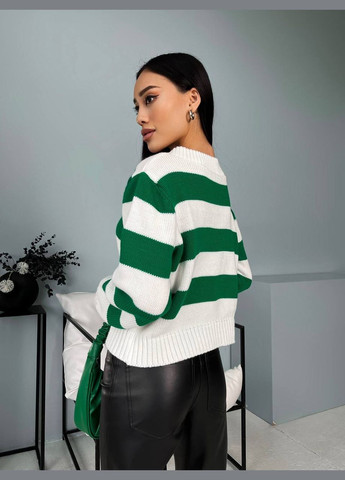 Женский свитер с V-образным вырезом цвет молочный-зеленый р.42/46 432195 New Trend (285711698)