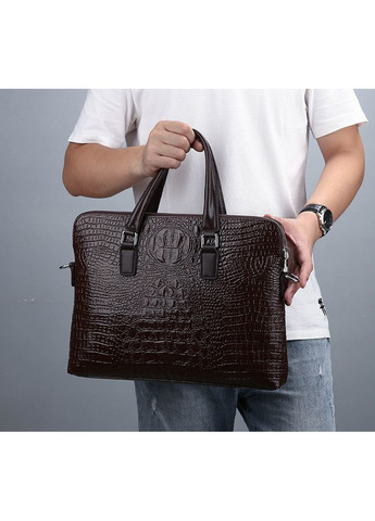 Чоловічий діловий портфель під рептилію Крокодил для документів формату А4 шкіряний Eton (363135679)