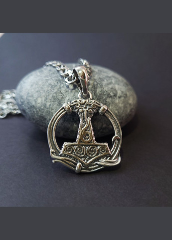 Срібна підвіска оберіг амулет "Молот Тора в Колі" чорнене срібло 925 проби (АРТ.89035ч) 11.20г No Brand (306743411)