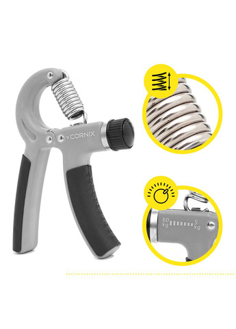 Эспандер кистевой 5-60 кг с регулируемой нагрузкой Grey/Black Cornix XR-0383 (373427964)