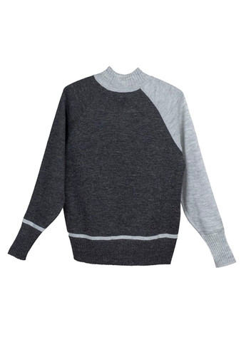 Темно-серый демисезонный женский двухцветный джемпер свободного силуэта (dzhemper-n2101-24) Nita