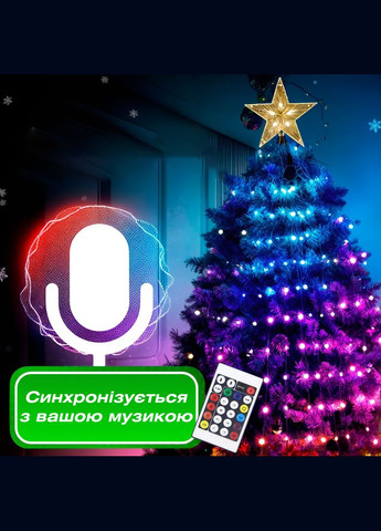 Умная гирлянда Smart 250 LED длина 2,5м с управлением со смартфона зеленая, мультиколор GarlandoPro (328604345)