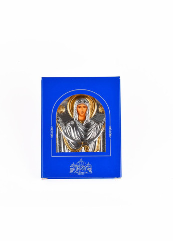 Серебряная Икона Семистрельная Божья Матерь 15,5х12см арочной формы в пластиковом киоте Silver Axion (266266204)