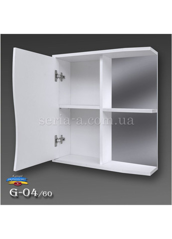 Навісна дзеркальна шафа для ванної з відкритими полицями G - 04 60 см Seria A (372113756)
