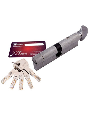 Циліндр Buonellе B10CP5050SCX6 50/50 мм 5 + 1 ключ/поворот. xром матовий Buonelle (322648167)