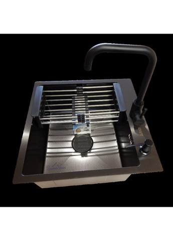 Комплект кухонной мойки Handmade PVD черная HS54*48 (3.0/1.0 мм) декор Kraft (350671443)