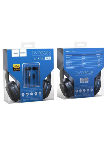 Накладні навушники W24 Чорно - синій Hoco (369668164)