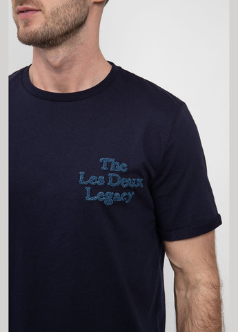 Темно-синяя темно-синяя хлопковая футболка с вышивкой Les Deux