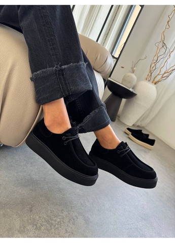 Лофери жіночі чорні замшеві на платформі No Brand (360861847)