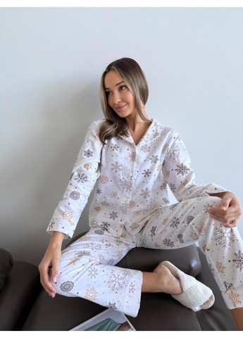 Молочная всесезон домашний костюм пижама из хлопка рубашка + брюки Vakko