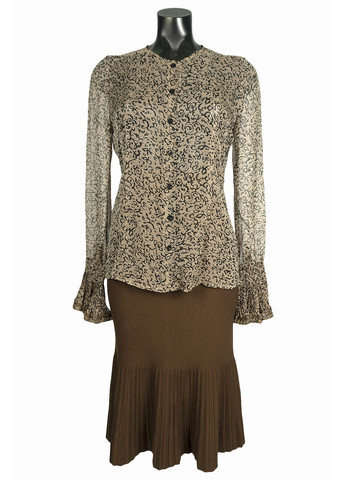 Бежевая женская шифоновая блуза с шарфом lw-116679-1 черный Forza Viva