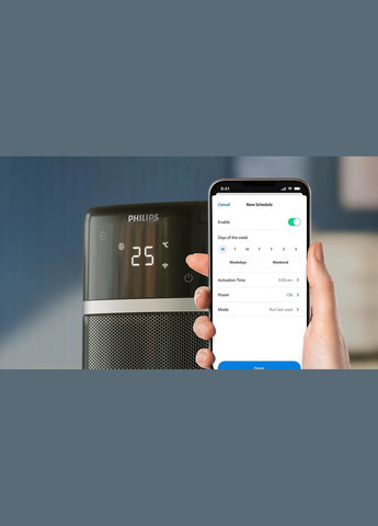 Тепловентилятор 5000 Series, 20м2, 2000Вт, електр. упр-ння, 58 х 19.6 х 21.2см, керамічний, дисплей,Wi-Fi, чорний Philips (315434661)