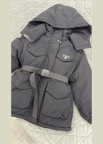 Чорна зимня дитяча зимова куртка подовжена для дівчинки куртка-пальто BabyStyle