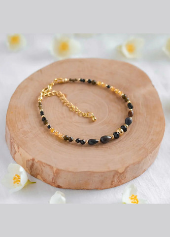 Браслет натуральний чорний Опал+жовтий Сапфір+Шпінель+Обсидіан ф-ра гіп-ний сплав колір золото d-4-2мм L-18-23см No Brand браслет (302752372)