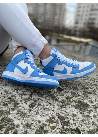 Білі літні кросівки nike dunk high blue white найк данк No Brand