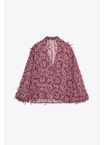 Бордова сорочка із принтом та бахромою Zara