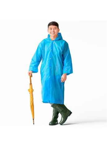 Дощовик плащ із капюшоном ґудзиками унісекс універсальний розмір водонепроникний матеріал (478434-Prob) Блакитний Unbranded (306394703)