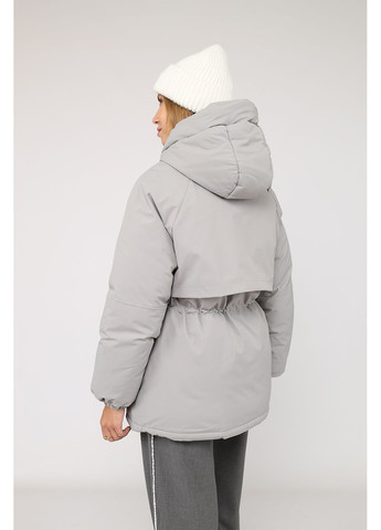 Сіра демісезонна куртка середня жіноча колір сірий цб-00277869 Yuki