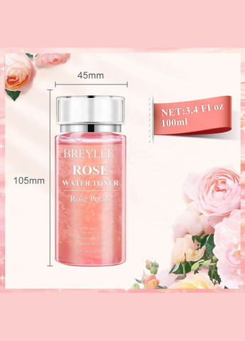 Тонер із трояндовою водою та пелюстками троянд Rose Water Toner, 100 мл BREYLEE (317169704)