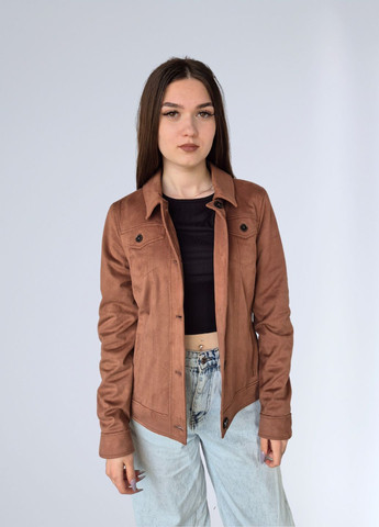 Коричнева демісезонна куртка жіноча однотонна замшева Bonita