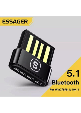 Bluetooth-адаптер для ПК и ноутбука Mini BT5.0 чёрный, USB приёмник для наушников и мыши Essager (366422512)