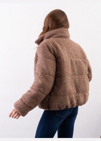 Коричневая зимняя коричневая теплая куртка тедди ISSA PLUS