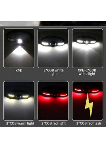 Фонарь налобный аккумуляторный T134-XPE-4COB водонепроницаемый корпус с датчиком движения 6 режимов Bailong (370606726)