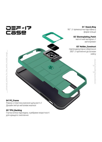 Чехол DEF17 case для Samsung A13 (A135) Military Green (ARM61353) ArmorStandart (260009933)
