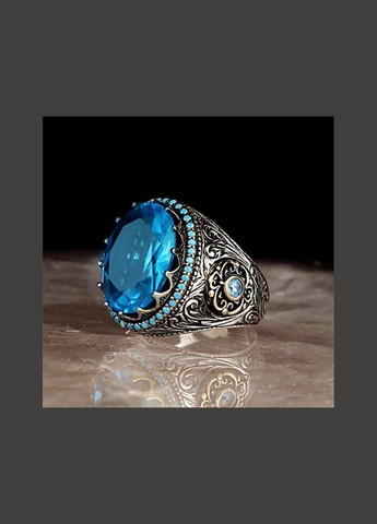 Большой перстень в этническом стиле с небесноголубым кубиком циркона - сила востока размер 20 Fashion Jewelry (286762132)