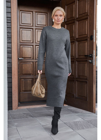 Темно-сіра сукня з коміром 2873 Triko Bakh