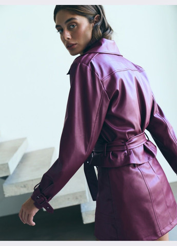 шкіряна спідниця-міні бордового кольору з поясом Dressa (303360822)