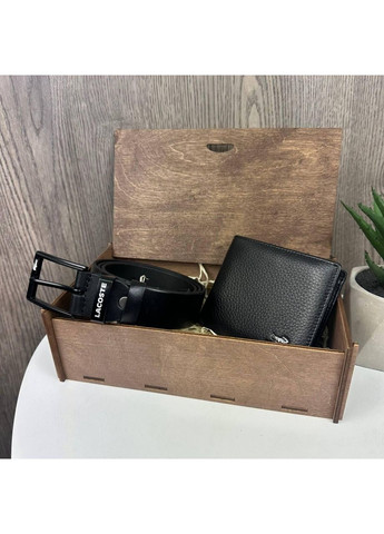 Чоловічий подарунковий набір шкіряний гаманець і ремінь чорний портмоне для чоловіківний набір ProDobro (363259838)