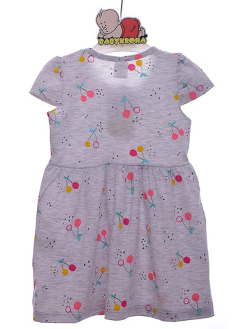 Сіра сукня трикотажна для дівчинки ferix з вишеньками світло-сіра 98 см (44866) BABYKROHA (317042737)