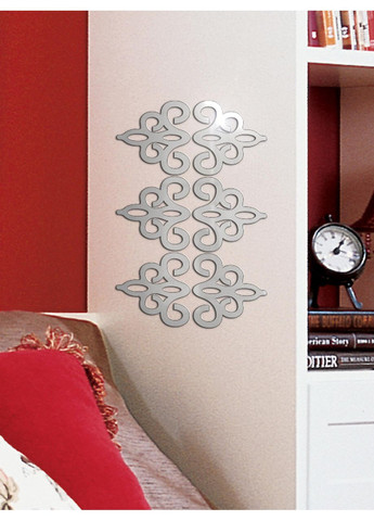 Дзеркальна настінна акрилова наклейка для декору стін Вензель 9.8х9.7 см 6 шт. Срібло Ваша Світлість (366334673)