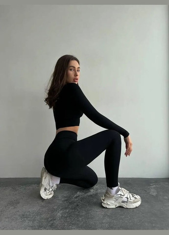 Комплект для фітнесу (спортивний костюм) рашгард та легінси пуш-ап 18694 L чорний Fashion (336547425)