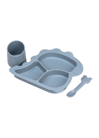 Детский набор силиконовой посуды с чашкой и тарелкой 3 секции для малыша безопасная посуда с ложкой ProDobro (364190400)