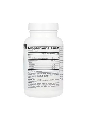 Фитостеролы Beta Sitosterol Mega Strength 375 мг 60 таблеток Source Naturals (370169278)