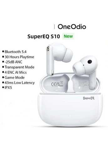 Навушники бездротові SuperEQ S10 ANC активним шумозаглушенням White Oneodio (297869225)