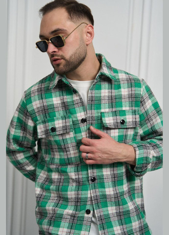 Байкова чоловіча сорочка в клітинку для подорожей, елегантна стильна класична модна зелена Intruder (360071920)
