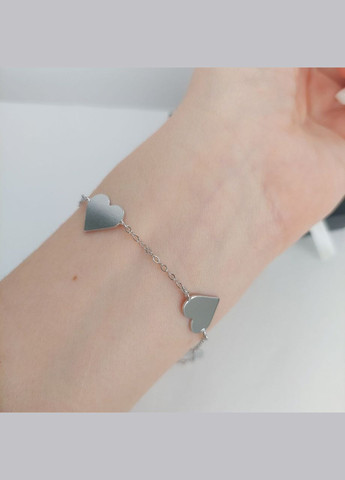 Браслет цепочка женский с сердечками посеребренный DeKolie (294202676)