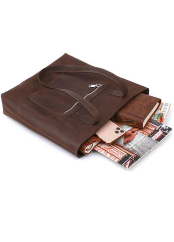 Сумка шоппер жіноча з натуральної шкіри на плече велика Коричневий 39184 Shvigel (353302635)