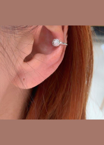 Серебряная сережка Каффа обманка Шарик в Белых Камнях серебро 925 пробы Родированное 563р No Brand (306742962)