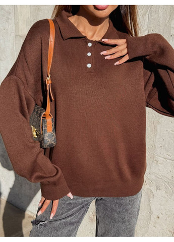 Коричневий демісезонний светр в стилі оверсайз (заміри в описі) Vione