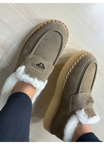 Черевики жіночі 69-3 лофери замшеві на хутрі бежеві Hengji (363619181)