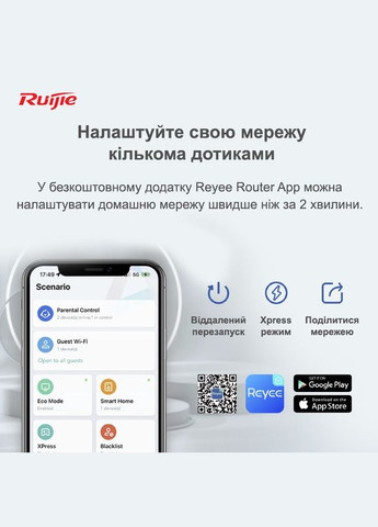 Бездротовий маршрутизатор Reyee RG-EW1200G PRO Ruijie (341490457)