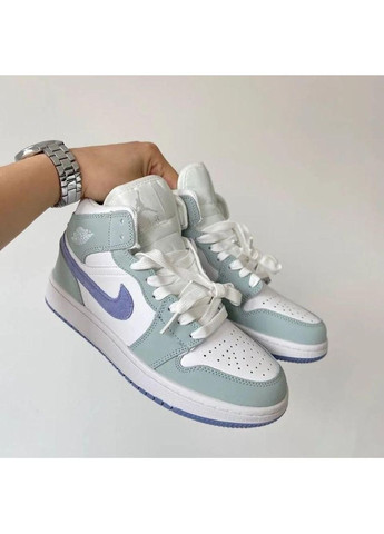 КРОСІВКИ ЖІНОЧІ NIKE AIR JORDAN 1 GREEN WHITE VIOLET НАЙК АІР ДЖОРДАН No Brand сірі демісезони (367175642)