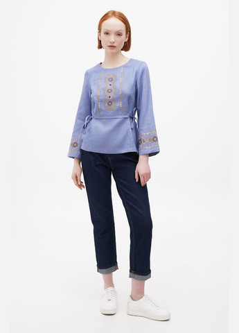 Голубая вышиванка. блуза килина, голубой, р.50, код 9305/50/78 ГАЛЕРЕЯ ЛЬОНУ