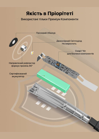 Ліхтар для читання книги на шию Upgrade Gray (два гнучких LED ліхтарі) Glocusent GN_Upgraded (304978486)