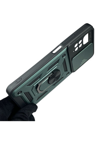 Чохол для Redmi Note 11s броньований з кільцем-тримачем підставкою зі шторкою на сяомі редмі нот 11с зелений rg1 Xiaomi (366389916)